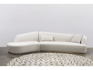 Curved Chaise Left Sectional In Snow 2 Pillows