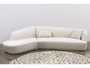 Curved Chaise Left Sectional In Snow 2 Pillows