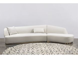 Curved Chaise Right Sectional In Snow 2 Pillows