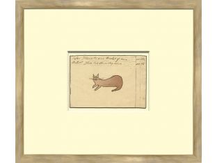 Brown Cat - Sm. Mennonite Ledger Drawing 16W x 15H