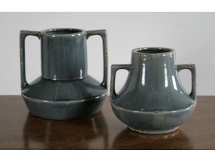 S/2 Small Blue Gray Ceramic Urns
