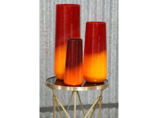 Set of 3 Red and Orange Taper Vases