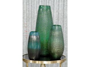 Set of 3 Earth Tone Crackle Vases
