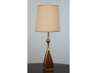 Danish Modern Brass and Rosewood Table Lamp