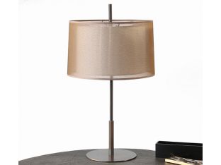 Modern Brushed Silver Table Lamp With Taupe Shade
