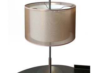 Modern Brushed Silver Table Lamp With Taupe Shade