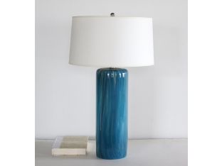 Aquamarine Wavy Stripe Glass Lamp