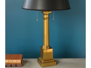 Antique Brass Column Desk Lamp