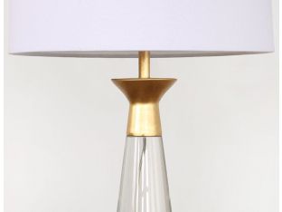 Conical Crystal w/Gold Leaf Cap Table Lamp