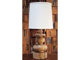 Sculpted Blonde Wood Table Lamp