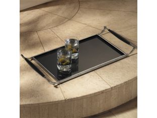 Black and Chrome Tray with Wood Handles