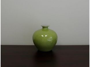 Chartreuse Crackle Ball Vase