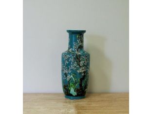 Chinese Cherry Blossom Turquoise Porcelain Vase