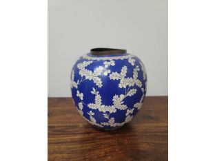Chinese Blue Ground Cloisonne Vase