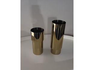 Set Of 2 Gold Flower Vases