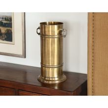 Antique Brass Umbrella Stand with Silver Ring Handles