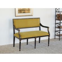 Isabella Hall Bench in Powder Black Finish with Fern Green Upholstery
