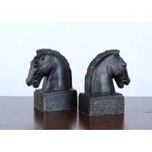 Pair of Bronze Iron Horsehead Bookends