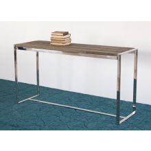 Reclaimed Wood and Stainless Steel Console