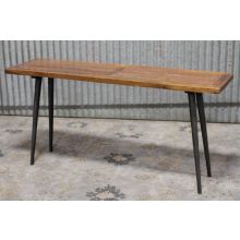 Tapered Iron Leg Console Table With Pine Top