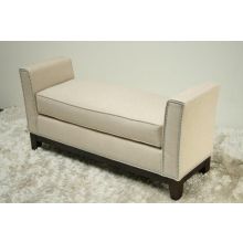 Cream Upholstered Bench with Nailhead Trim