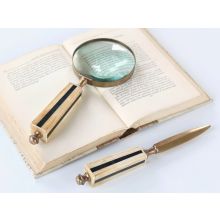 Bone & Antique Brass Letter Opener and Magnifying Glass Set