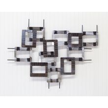 Flame Colored And Ground Steel Grid Wall Art - Cleared Decor