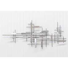 Ground Steel Abstract Grid Wall Sculpture 43W X 22H - Cleared Decor
