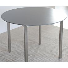 Round Dining Table with Metal Frame and Gray Top