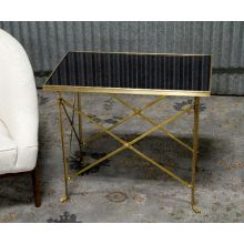 Brass Directoire Entry Table with Black Granite Top
