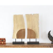 Pair Of Wood Abstract Figures - Cleared Decor
