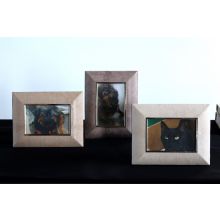 Set of 3 Suede Faux Snakeskin 4x6 Picture Frames