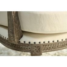 Louis Parlor Style Cream Linen Loveseat with Nailhead Trim