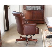 Coffee Leather Channel Back Executive Chair