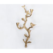Pair of Brass Branch and Bird 3-Candle Sconce