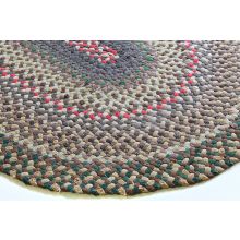 3' x 5' Gray, Red and Green Braided Oval Rug