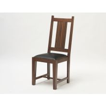 Mission Style Side Chair with Black Leather Seat