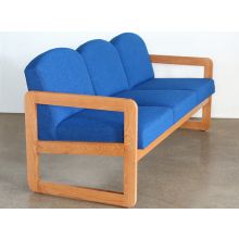 Natural Oak Sofa in Blue Upholstery