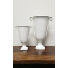 Set Of 2 Classical White Ceramic Vases