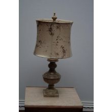 Blonde Urn Table Lamp with Embroidered Silk Shade