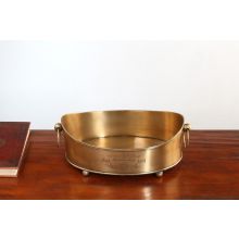 Antiqued Brass Oval Footed Tray