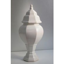 White Shanghai Ceramic Urn with Lid
